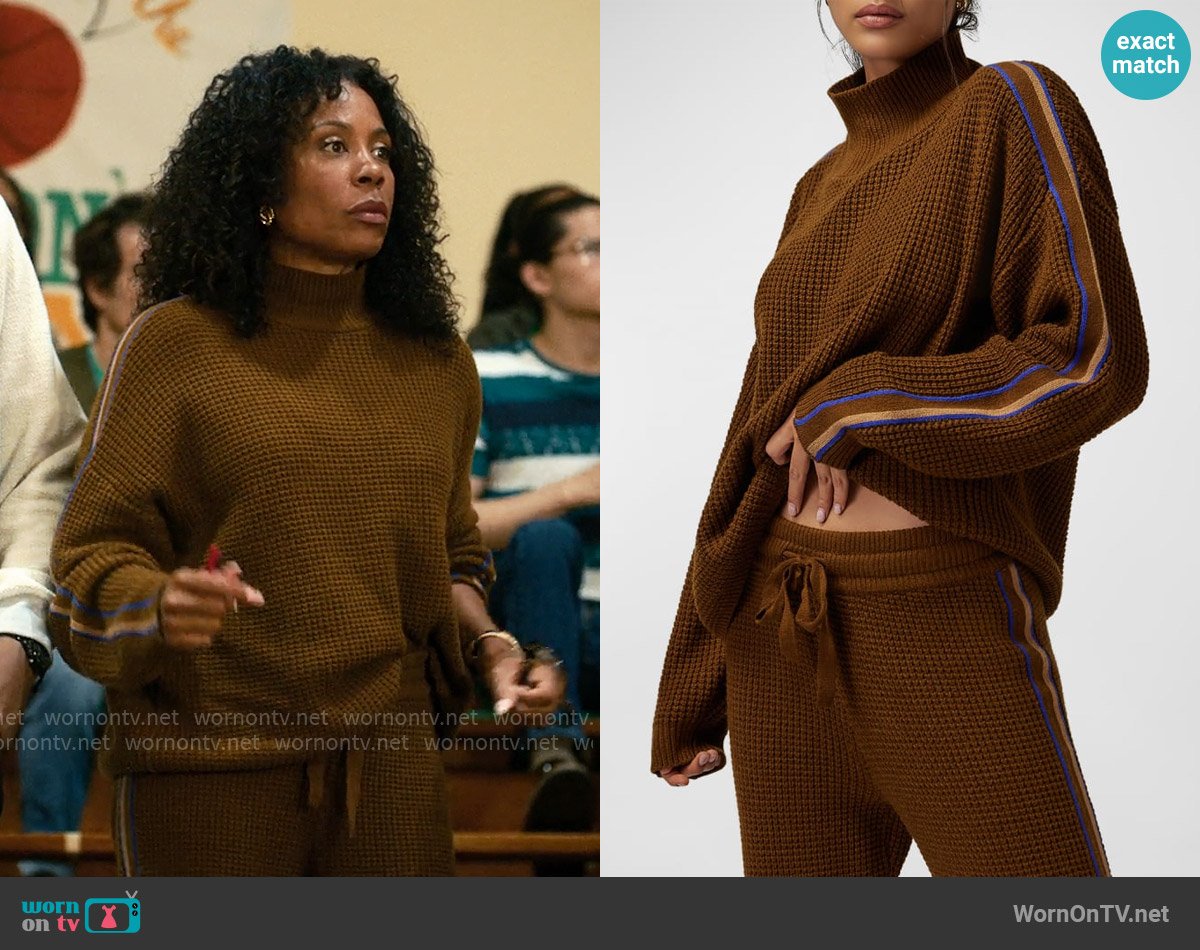 Spiritual Gangster Stripe Waffle Cressida Turtleneck worn by Dawn Edwards (Karen Pittman) on Forever