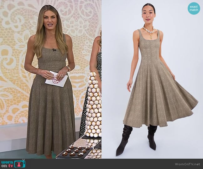 Staud Wells Dress in Mocha Herringbon worn by Erin Andrews on Today