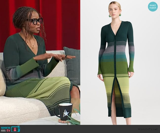 Staud Shoko Sweater Dress worn by Jacqueline Coley on Access Hollywood