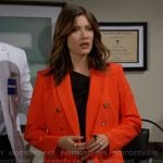 Steffy’s red blazer and printed mini skirt on The Bold and the Beautiful