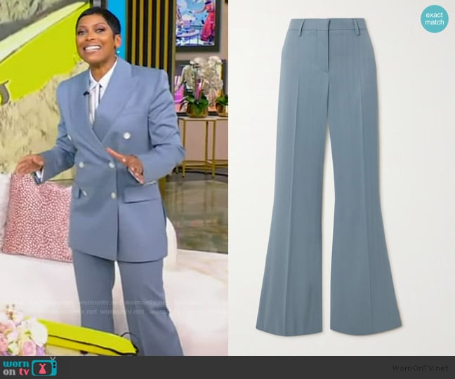 Tamron’s blue pants on Tamron Hall Show