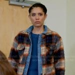 Stella’s plaid denim jacket on Chicago Fire