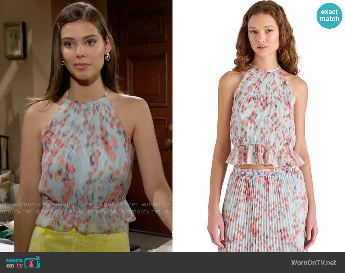 Steve Madden Emil Top in Iris Blue worn by Electra Forrester (Laneya Grace) on The Bold and the Beautiful