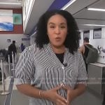Elise Preston’s stripe puff sleeve top on CBS Evening News