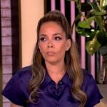 Sunny’s navy satin top on The View