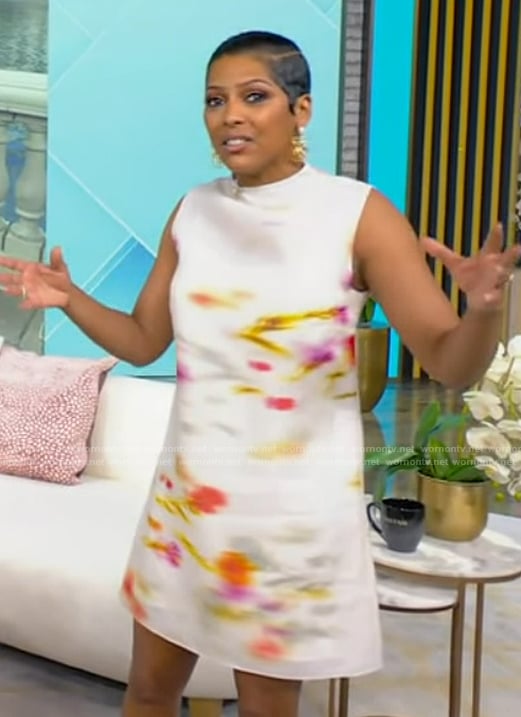 Tamron's tie dye sleeveless dress on Tamron Hall Show