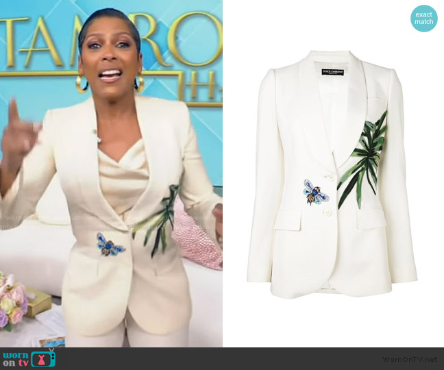 Dolce and Gabbana Banana Leaf Patch Blazer worn by Tamron Hall on Tamron Hall Show