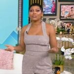 Tamron’s gray metallic check jumpsuit on Tamron Hall Show