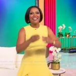 Tamron’s yellow ruffle mini dress on Tamron Hall Show