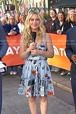 Tara Lipinski’s blue floral mini dress on Today