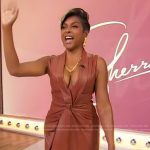 Taraji P Henson’s brown leather drape dress on Sherri