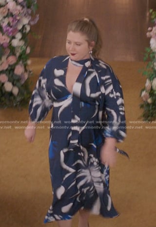 Taryn’s blue floral tie neck dress on Greys Anatomy