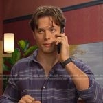 Tate’s blue plaid button down shirt on Days of our Lives