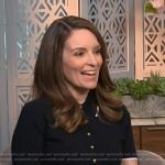 Tina Fey’s navy contrast trim polo on Access Hollywood