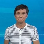 Stephanie’s white striped short sleeve cardigan on Today