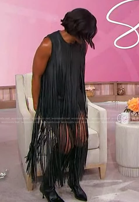 Terri J. Vaughn’s black leather fringe dress on Sherri