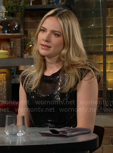 Tessa's black sequin top on The Young and the Restless