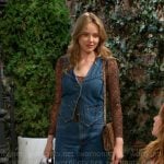 Tessa’s snake print top and braided denim vest on The Young and the Restless