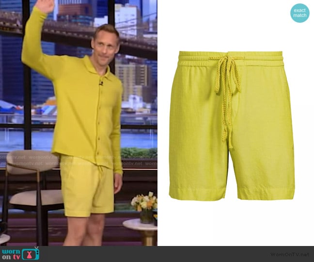The Elder Statesman Jaquard Silk Drawstring Shorts worn by Alexander Skarsgard on Live with Kelly and Mark