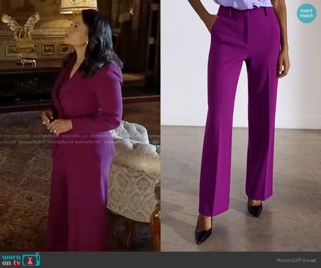 The Fold Adelaide Sculpt Stretch Crepe Wide-Leg Trousers in Vivid Berry worn by Kristen Welker on Today