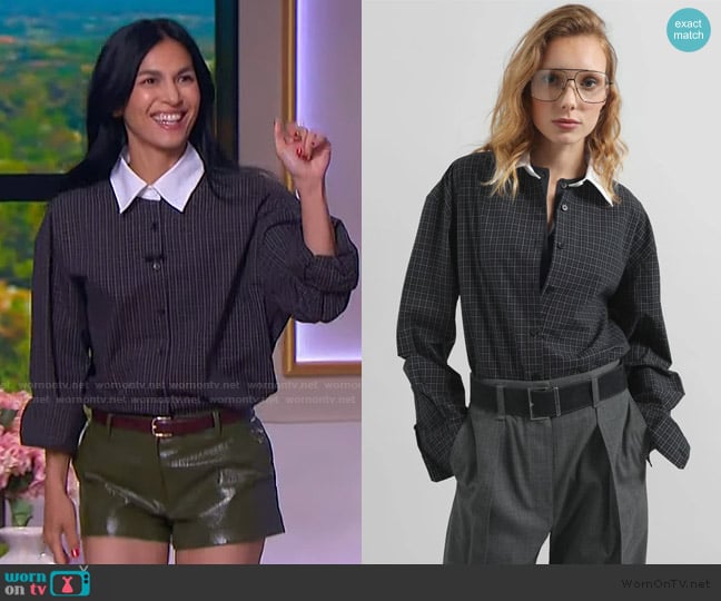 The Frankie Shop Weska Checked Plaid Shirt worn by Elodie Yung on The Jennifer Hudson Show