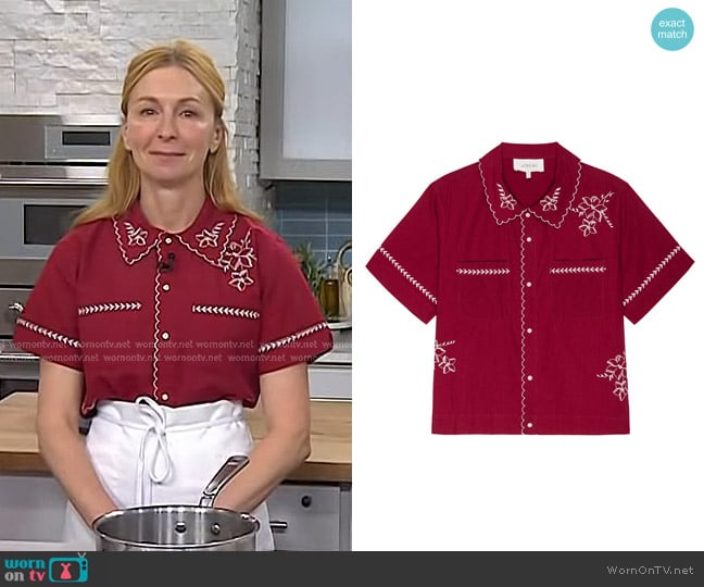 The Great The Bowling Shirt in Red Carlet worn by Christina Tosi on Today