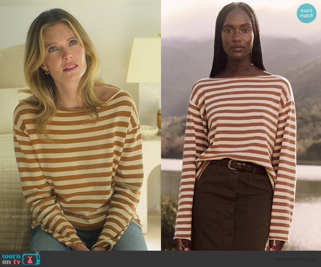 WornOnTV Devon s Beige Striped Sweatshirt On Sirens Meghann Fahy 