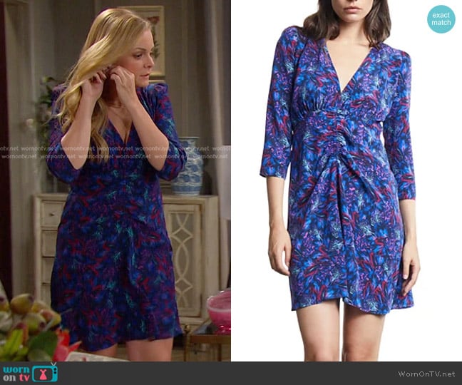 The Kooples Feather Print Three Quarter Sleeve Dress worn by Belle Brady (Martha Madison) on Days of our Lives