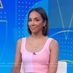 Tia Williams’s pink colorblock ribbed dress on Good Morning America