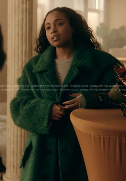 Tiffany's green mohair coat on The Chi