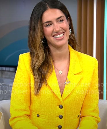 Tinx's yellow tweed blazer and skirt set on CBS Mornings