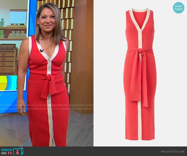 Toccin X RTR Sleeveless Button Front Midi Dress worn by Ginger Zee on Good Morning America