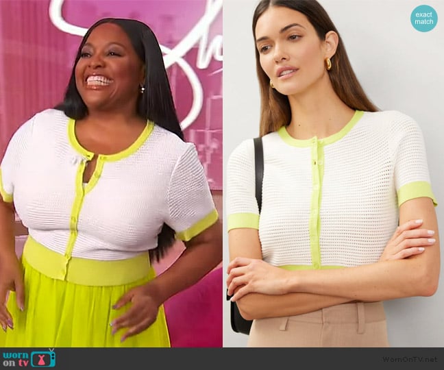 Toccin x RTR Short Sleeve Cardigan worn by Sherri Shepherd on Sherri