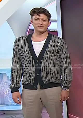 Tom Francis’s grey print cardigan on Today