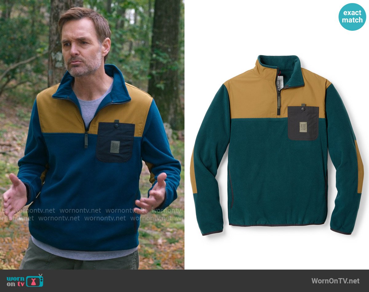 Jack’s teal colorblock fleece pullover on The Four Seasons