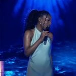 Trina’s blue Nurses Ball performance dress on General Hospital