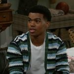 Tyrell’s green striped cardigan on Beyond the Gates