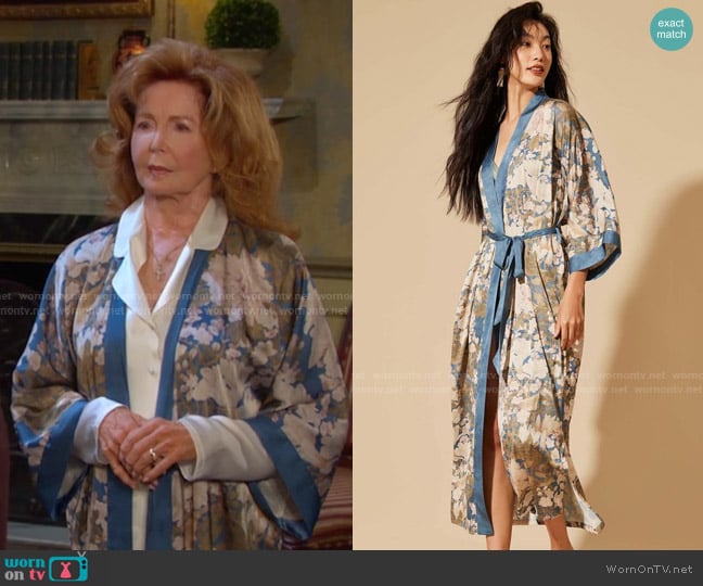 Ulivary Floral Kimono Robe in Blue worn by Maggie Horton (Suzanne Rogers) on Days of our Lives