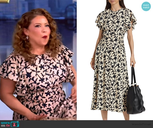 Ulla Johnson Anais printed crepe midi dress worn by Justina Machado on The View