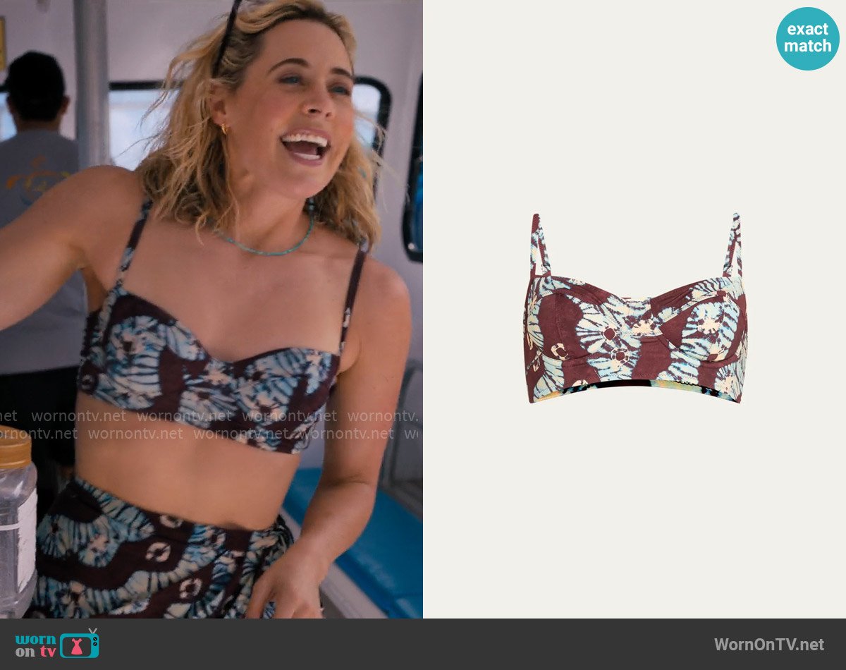 Ulla Johnson Zahara Bikini Top in Pietra worn by Ginny (Erika Henningsen) on The Four Seasons