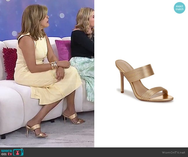 Veronica Beard Asha Mignon Sandals in Gold worn by Hoda Kotb on Today