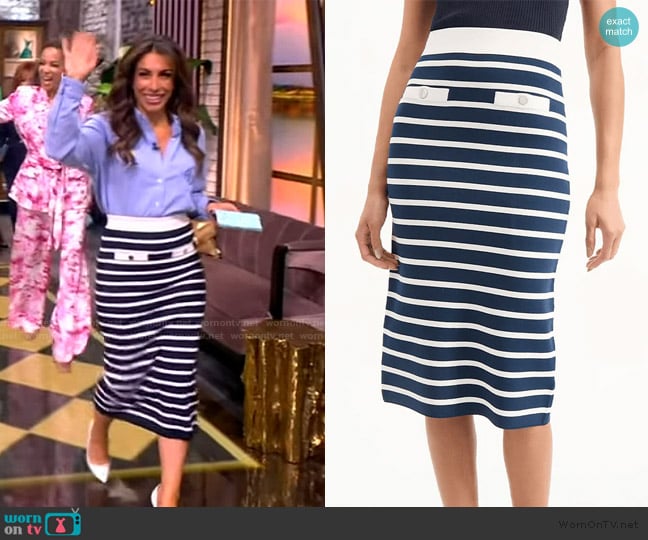 Veronica Beard Corbin Striped Midi Skirt worn by Alyssa Farah Griffin on The View