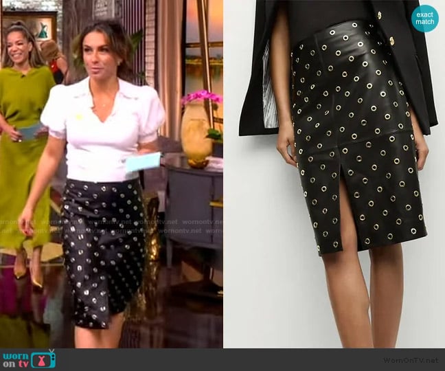 Veronica Beard Anderson Grommet Leather Pencil Skirt worn by Alyssa Farah Griffin on The View