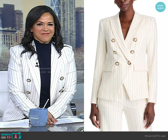 Veronica Beard Miller Stripe Wool Blend Dickey Jacket worn by Laura Jarrett on Today