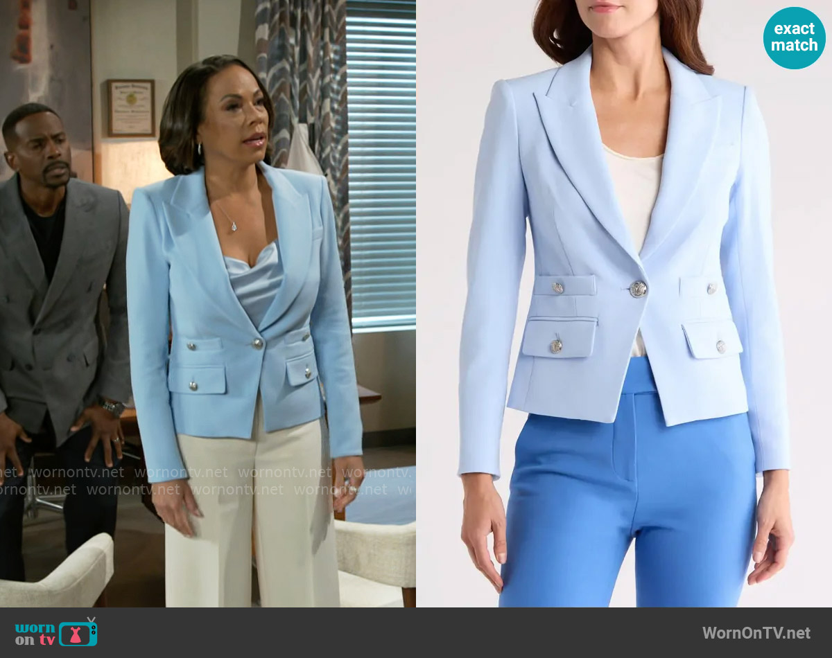 Veronica Beard Roya Blazer in Ice Blue worn by Nicole Dupree Richardson (Daphnee Duplaix) on Beyond the Gates