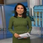 Vicky’s green ribbed midi dress on NBC News Daily