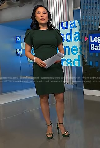 Vicky's green studded heel sandals on NBC News Daily