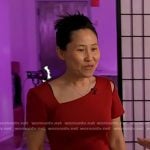Vicky's red asymmetric neck sheath dress on NBC News Daily