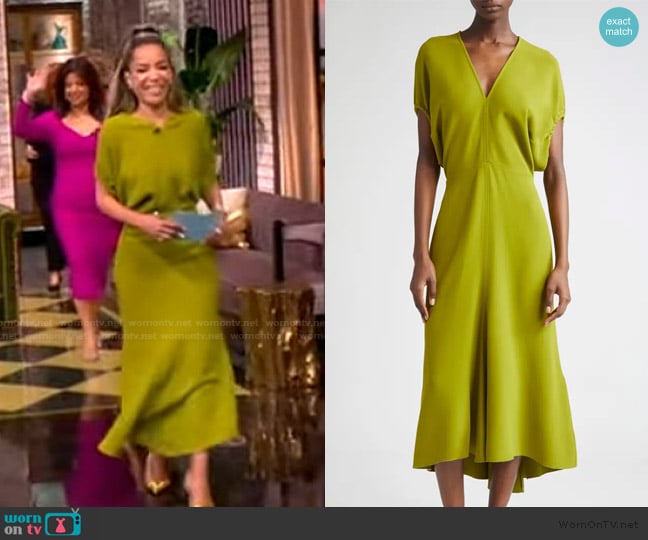 Victoria Beckham Blouson Midi Dress worn by Sunny Hostin on The View