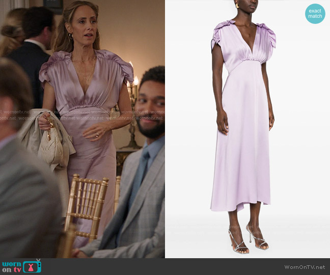 Victoria Beckham Ruffled Satin Midi Dress worn by Teddy Altman (Kim Raver) on Greys Anatomy